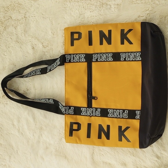 PINK Victoria's Secret Bags Yellow And Black Pink Duffel Bag Poshmark